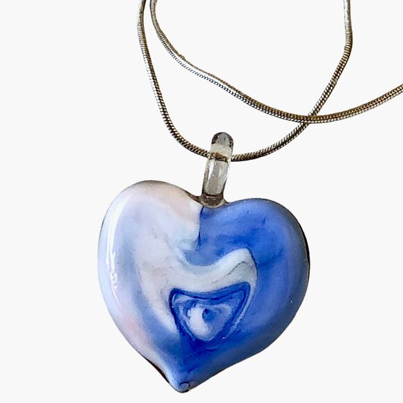 FAS Designer Italy Necklace Sterling Silver & Puffy Heart Pendant Double Sided - Picture 5 of 15